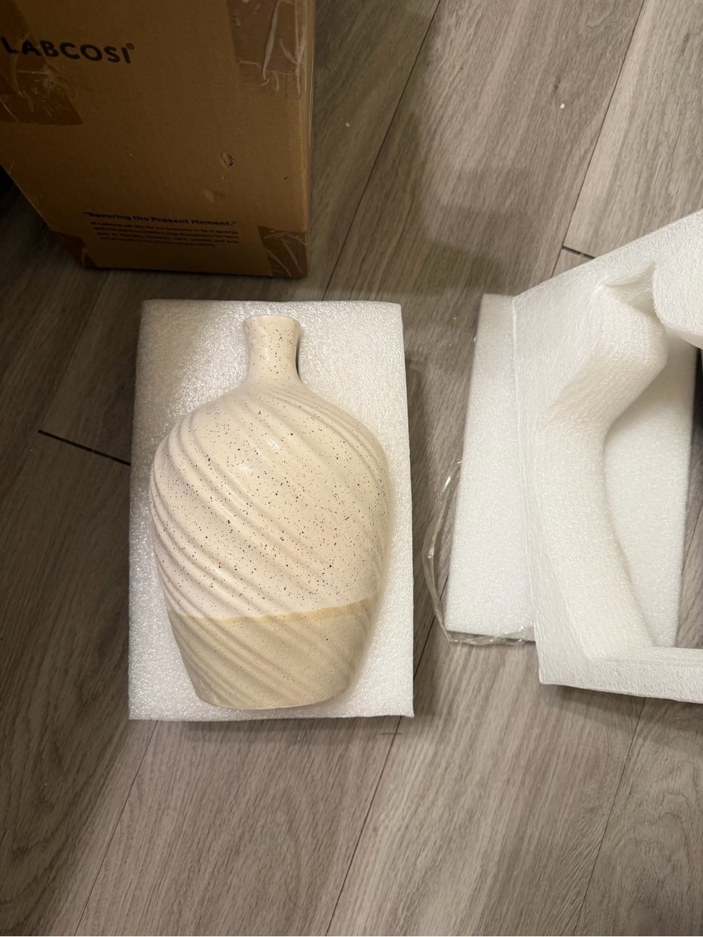Neutral Speckled Ceramic Vase - Home Accents new in box